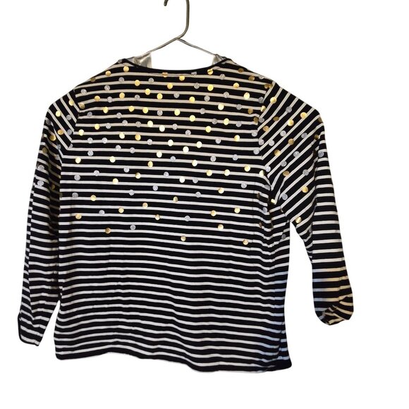 Talbots Black/White Striped Monochrome Boxy Artsy Capsule Gold/Silver Dots 2xl - Picture 4 of 10